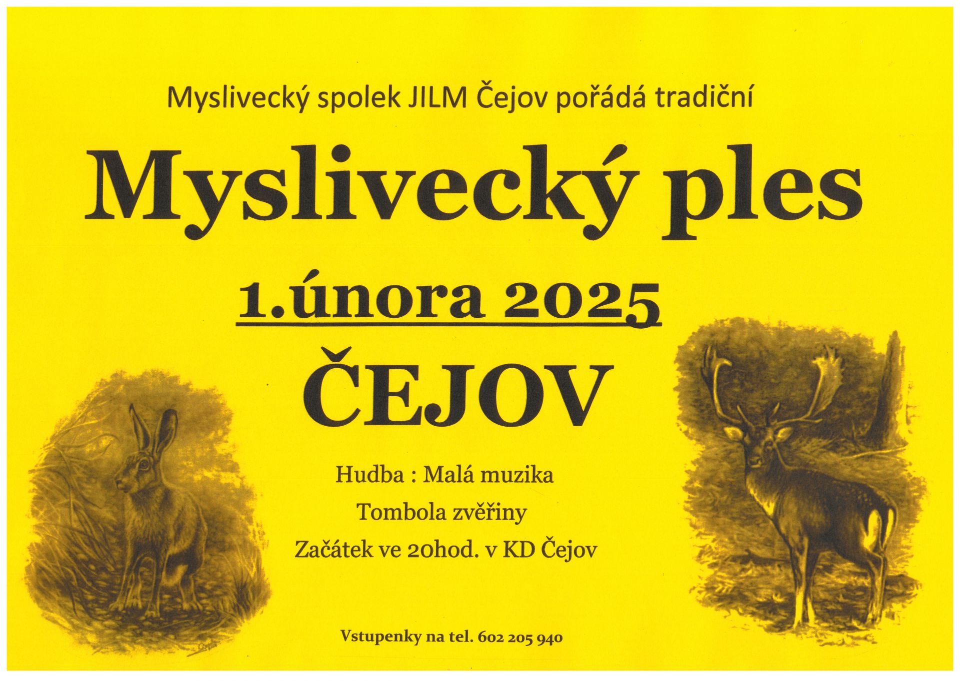 Plakát s informacemi o Mysliveckém plesu